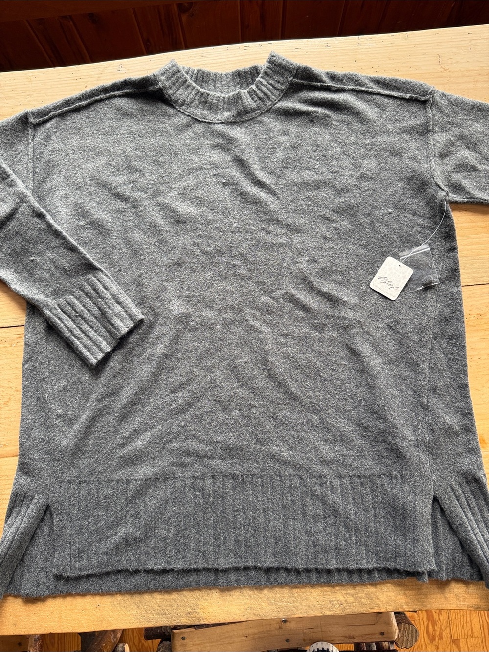 Free People NWT Sweater Womens “Small” Grey Heather long Sleeve Oversized